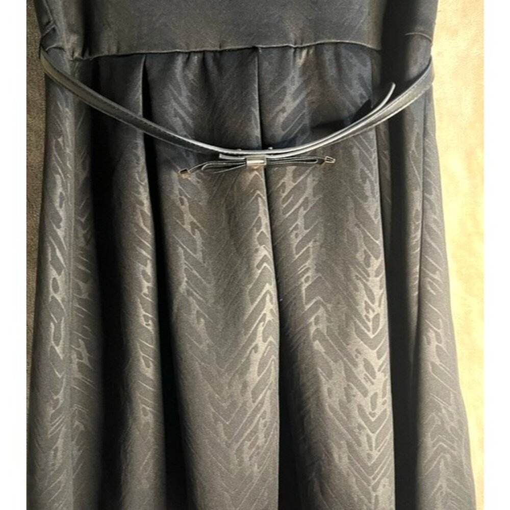 IZ BYER WOMENS VERSATILE BLACK PRINTED SCUBA KNIT SHORT SLEEVE DRESS BELT SIZE L - Picture 8 of 14
